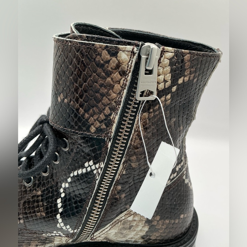 🤎 NEW 🤎Allsaints Brigade Combat Boots Python Pattern - Picture 13 of 16